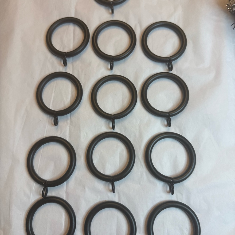 Set of 13 Designer easy glide Black Curtain Rings